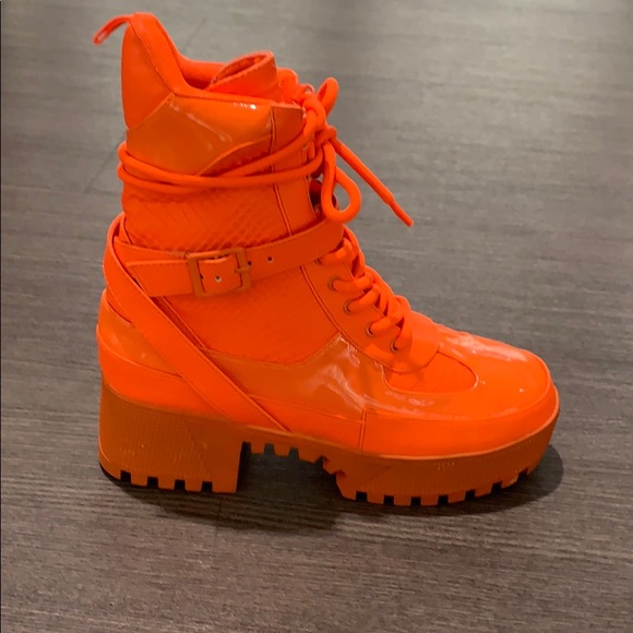 Tangerine neon combat boots orange - Picture 3 of 3